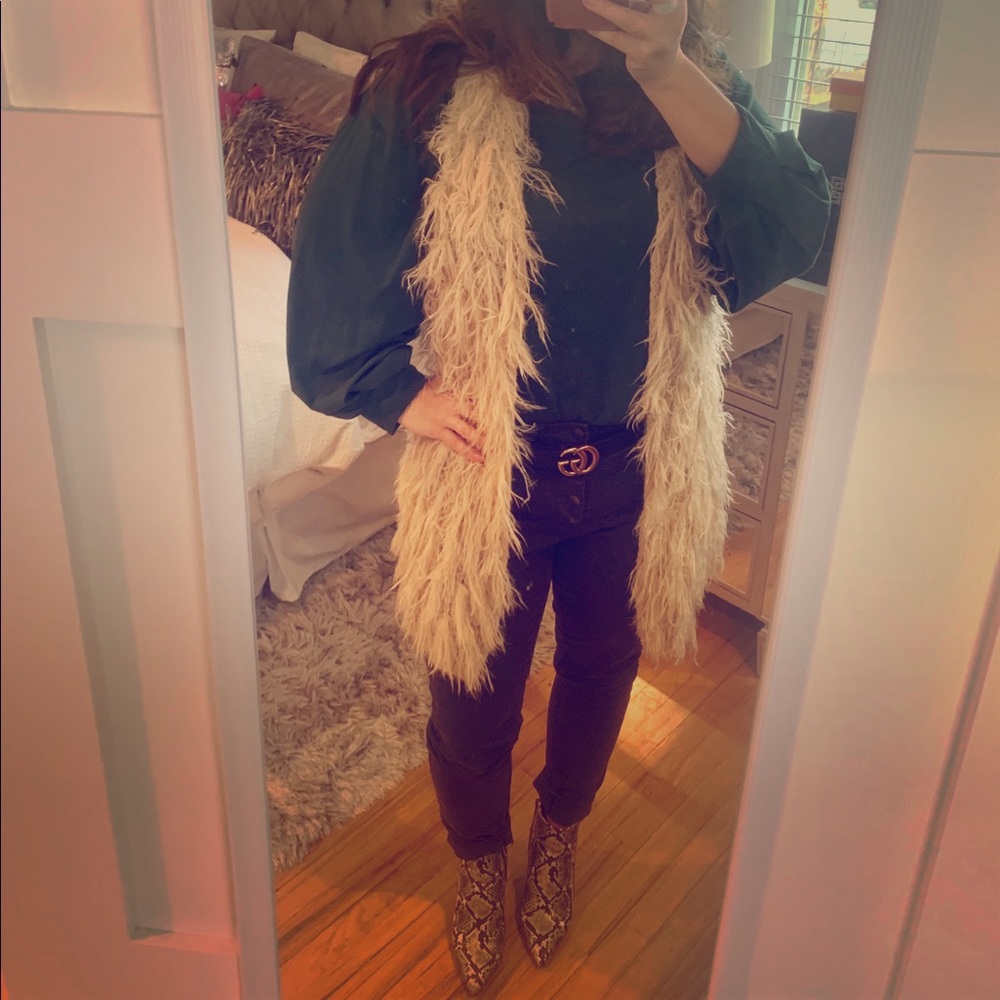 Trendy stylish fluffy sweater vest